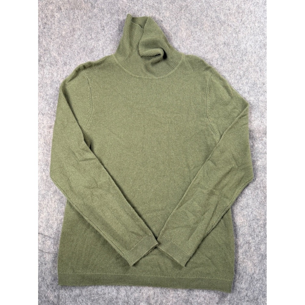 Morgan Taylor Cashmere Turtleneck Sweater Womens Large Olive Green Long Sleeve